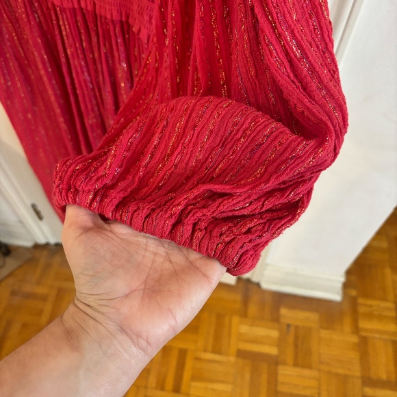 red grecian style wrap style dress with gold flecks vintage Red for sizing - Picture 7 of 7